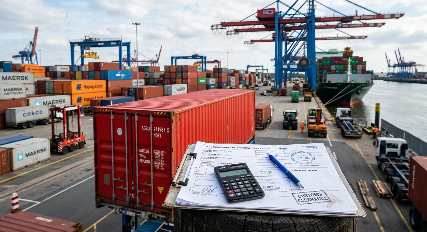 Container ship and customs documents — Amazon FBA import from China