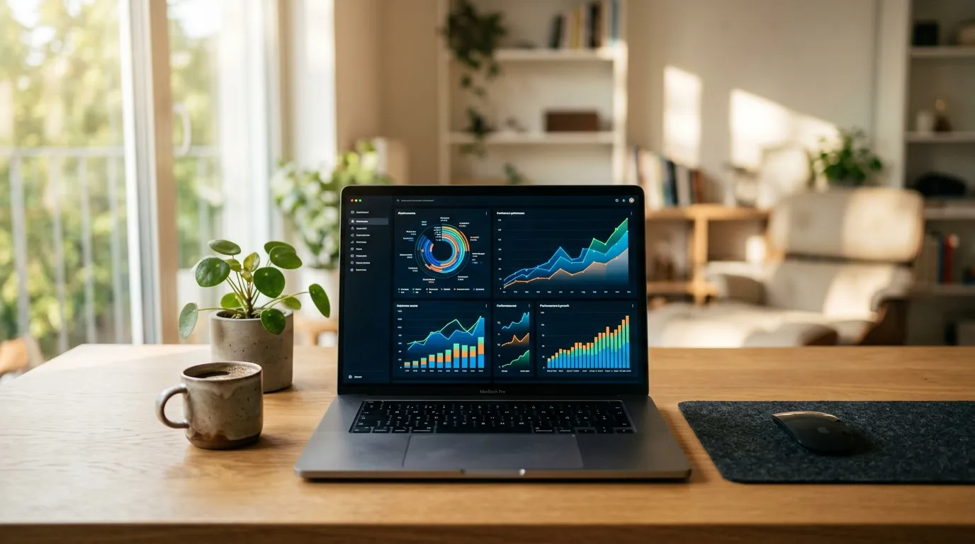 Amazon PPC campaign dashboard on a laptop, showing ACoS and bid automation