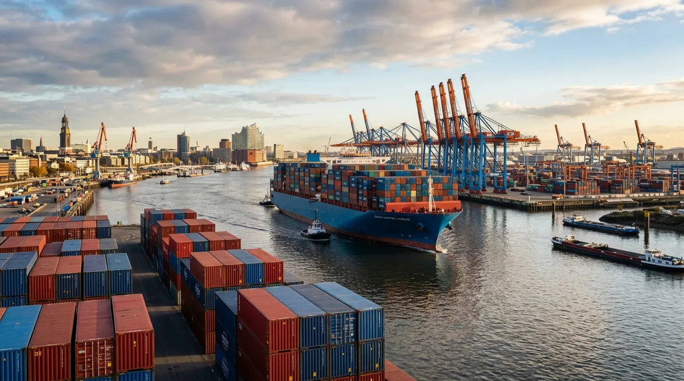 Container ship at port with import documents — EORI number for Amazon FBA imports